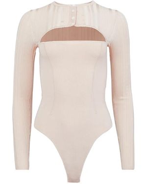 Fleur du Mal Button Rib Bodysuit - White