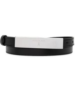 Patrizia Pepe Logo-Engraved Plaque Belt - White