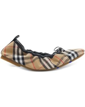 Burberry Ballerinas mit karierter Schleife - Natur