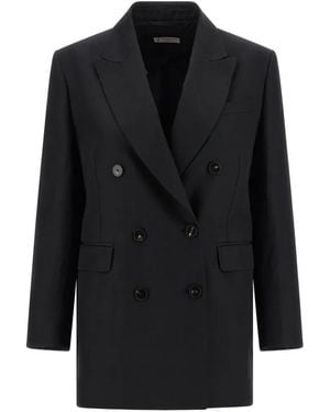 Alberto Biani Double-Breasted Peak-Lapels Coat - Black
