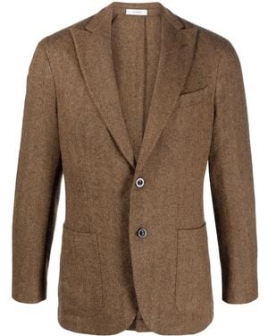Boglioli Herringbone Single-Breasted Blazer - Brown