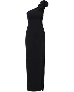 Lita Couture Rosette-Appliqué Maxi Dress - Black