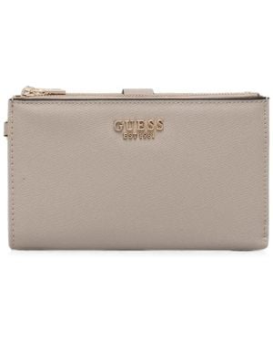 Guess Logo-Plaque Wristlet Wallet - Gray