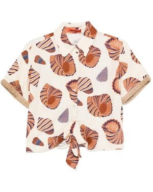Simon Miller Shell-Print Fringed Shirt - White