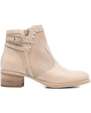 Nero Giardini Buckle Studded Boots - Natural