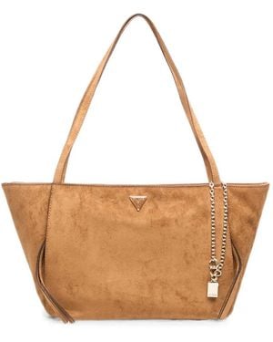 Guess Logo-Plaque Chain-Link Shoulder Bag - Brown