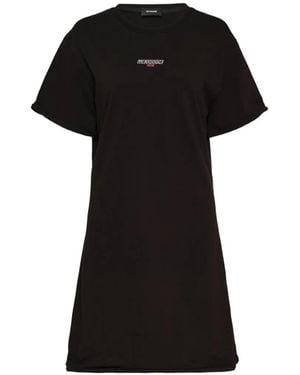 we11done Logo-Print Mini Dress - Black