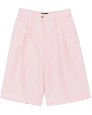 Maje Pleated High-Waisted Shorts - Pink