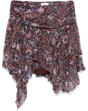 Isabel Marant Berenicia Short Printed Frilly Skirt Clothing - Purple