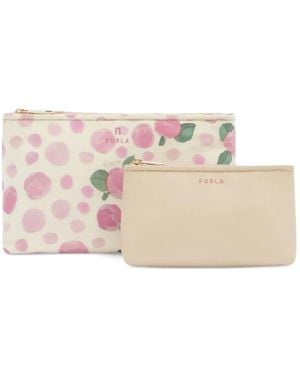 Furla ローズモチーフ コスメポーチ - ピンク