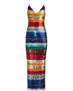 Alice + Olivia Abito Lungo Artea Con Paillettes - Bianco