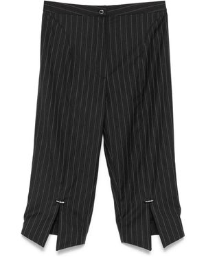 Mugler ストライプ クロップドパンツ - グレー