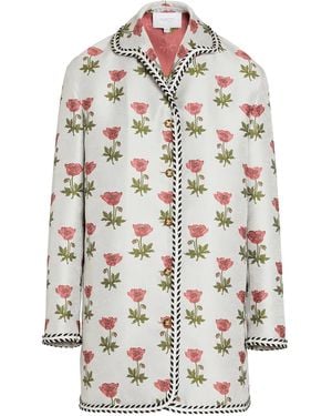 Giambattista Valli Abrigo con botones florales - Blanco