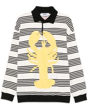 MSGM Striped Jersey Polo Shirt - Grey