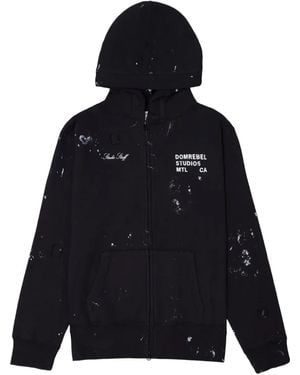 DOMREBEL Staff Paint-Splatter Zip Hoodie - Blue