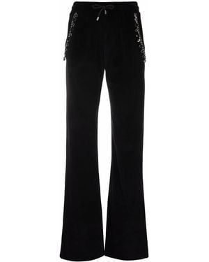 Philipp Plein Crystal Chain Velvet Track Pants - Black