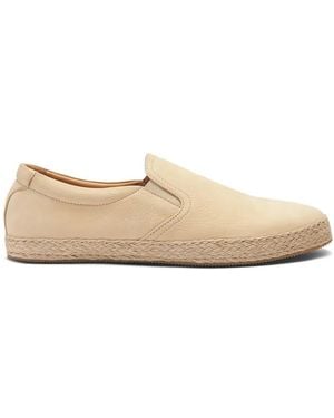 SCAROSSO Miguel Slip-On Leather Espadrilles - Natural