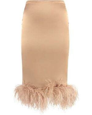 GIUSEPPE DI MORABITO Jupe Mi-Longue Ornée De Plumes - Neutre