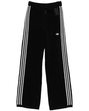 adidas Three-Stripe Open-Knit Trousers - Black