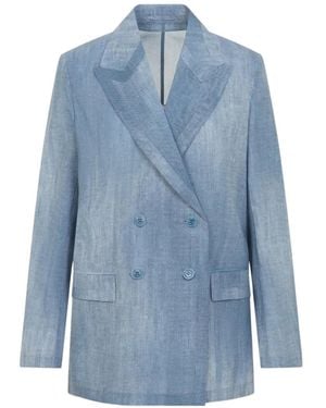 Ermanno Scervino Long-Sleeves Double-Breasted Jacket - Blue