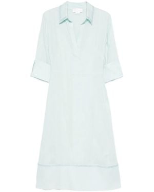 Genny V-Neck Stitch Midi Dress - White