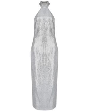 Zeynep Arcay Sequin-Embellished Halterneck Maxi Dress - White
