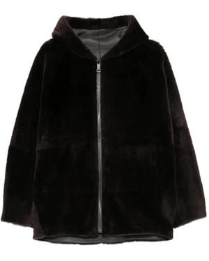 Simonetta Ravizza Bart Hooded Shearling Jacket - Black