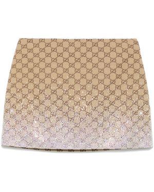 Gucci Crystal-Embellished Mini Skirt - Natural