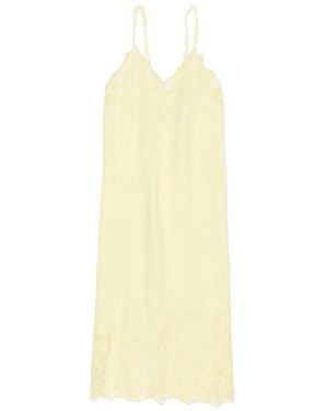 Bimba Y Lola Ausgeblichenes Leinenkleid Mit V-Ausschnitt - Weiß