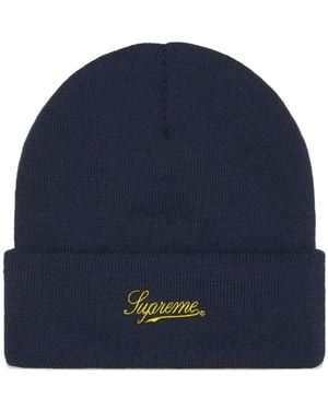 Supreme X Wu-Tang Clan Logo-Embroidered Beanie Cap - Blue