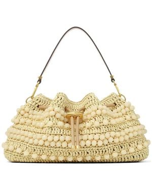 Jimmy Choo Medium Cinch Beaded Embellishment Bucket Bag - Metallic