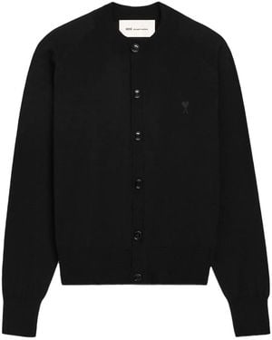 Ami Paris Ami Ami De Coeur Crewneck Cardigan - Black