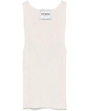 Iceberg Geripptes Tanktop - Weiß