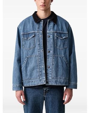 Levi's Munroe Pinstripe Corduroy-Collar Trucker Jacket - Blue