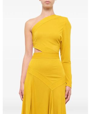 Givenchy One-Shoulder Cutout Midi Dress - Yellow