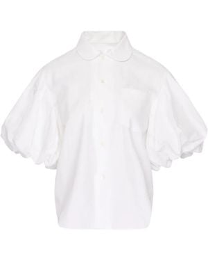 Comme des Garçons Typewriter Puff-Sleeve Cotton Blouse - White