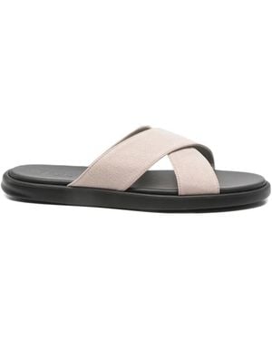 Doucal's Crossover-Strap Pebbled Sandals - White