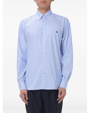 Brooksfield Striped Poplin Shirt - Blue