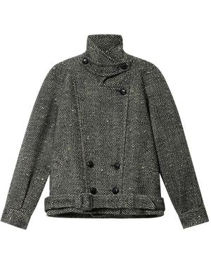 Isabel Marant Herringbone Elvane Coat - Grey