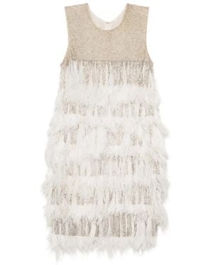 Naeem Khan Kleid Mit Federn - Weiß