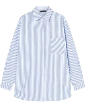 ARMANI EXCHANGE Striped-Print Chest-Pocket Shirt - Blue