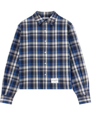 Givenchy Cropped Checked Shirt - Blue