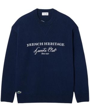 Lacoste French Heritage Embroidered Sweater - Blue