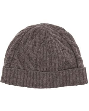 N.Peal Cashmere Bonnet En Maille Torsadée - Marron