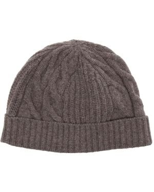 N.Peal Cashmere ケーブルニット カシミアビーニー - ブラウン