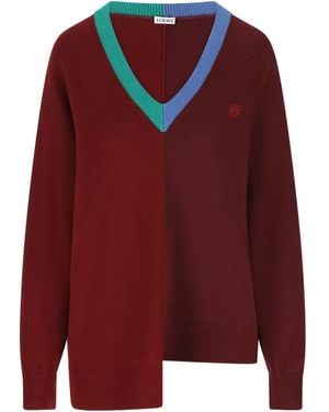 Loewe Asymmetrische Trui Met Colourblocking - Rood