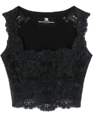 Ermanno Scervino Sequin-Embellished Lace Top - Black