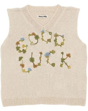STORY mfg. Party Embroidered Knit Jumper - White