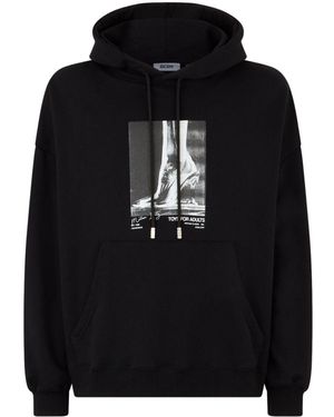 Gcds Graphic-Print Cotton Jersey Hoodie - Black