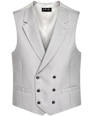 Luigi Bianchi Double-Breasted Peaked-Lapel Waistcoat - Grey